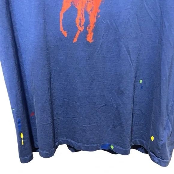 Polo by Ralph Lauren Classic Fit Tee Big Pony Logo Large Paint Splatter - Picture 2 of 8